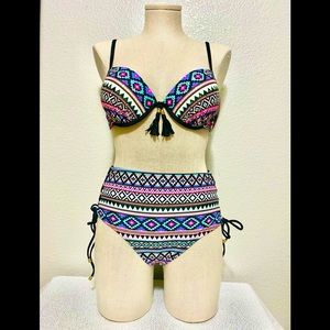 High Waist Bikini Set Push Up Multicolored Bikini Set NWT L